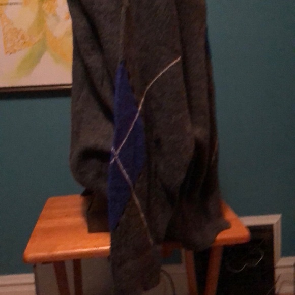 Zara Argyle Pattern Frayed Sweater - Picture 3 of 6